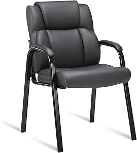 CLATINA Leather Reception Guest Chair – Ergonomic Waiting Room & Office Conference Chair with Padded Armrests