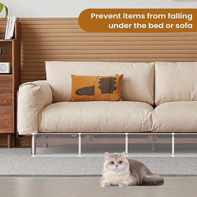 Clear Adjustable Under Bed & Furniture Blocker – Toy Blocker for Cats, Dogs & Pets Under Sofa, Bed, Chair & Cabinet