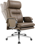 Genuine Leather Modern Executive Chair – High-Back 90° to 150° Reclining Office Chair with 400lbs Capacity (Taupe)