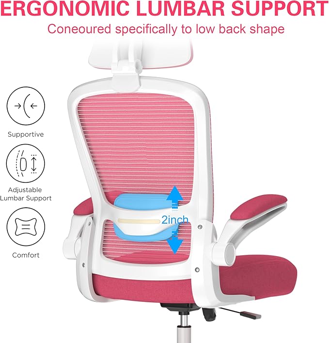 Mimoglad High Back Ergonomic Office Chair – Comfy Modern Desk Chair with Headrest, Lumbar Support & Flip-Up Arms