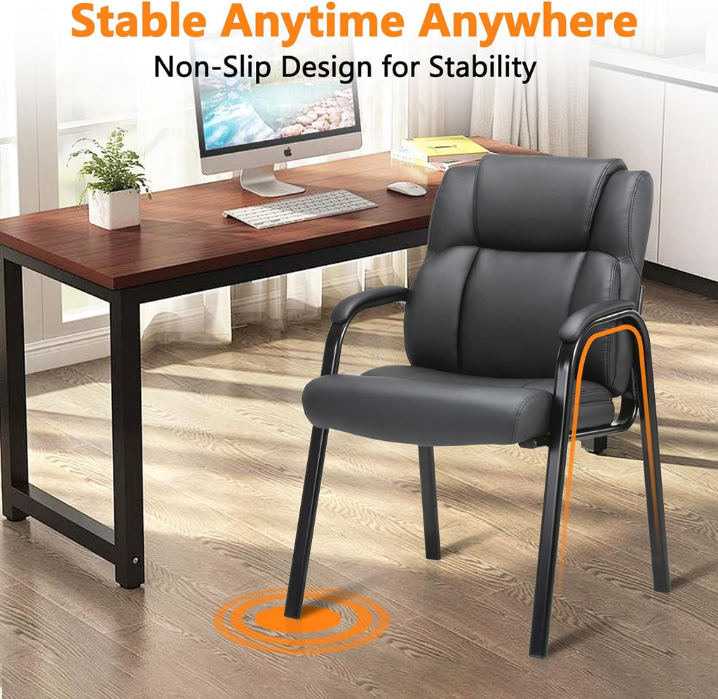 CLATINA Leather Reception Guest Chair – Ergonomic Waiting Room & Office Conference Chair with Padded Armrests