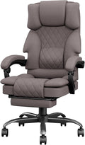 Ergonomic Fabric Office Chair with Footrest – Big & Tall Heavy Duty Executive Reclining Computer Desk Chair (Deep Brown)
