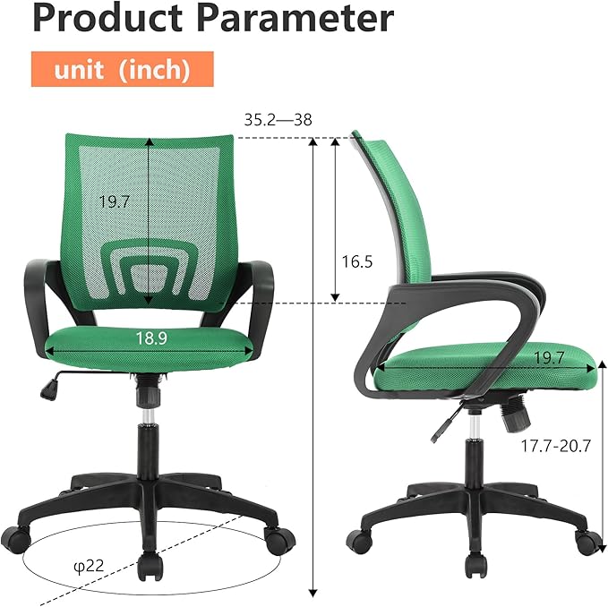 PayLessHere Ergonomic Mesh Home Office Chair – Adjustable Executive Swivel Chair with Lumbar Support & Armrests