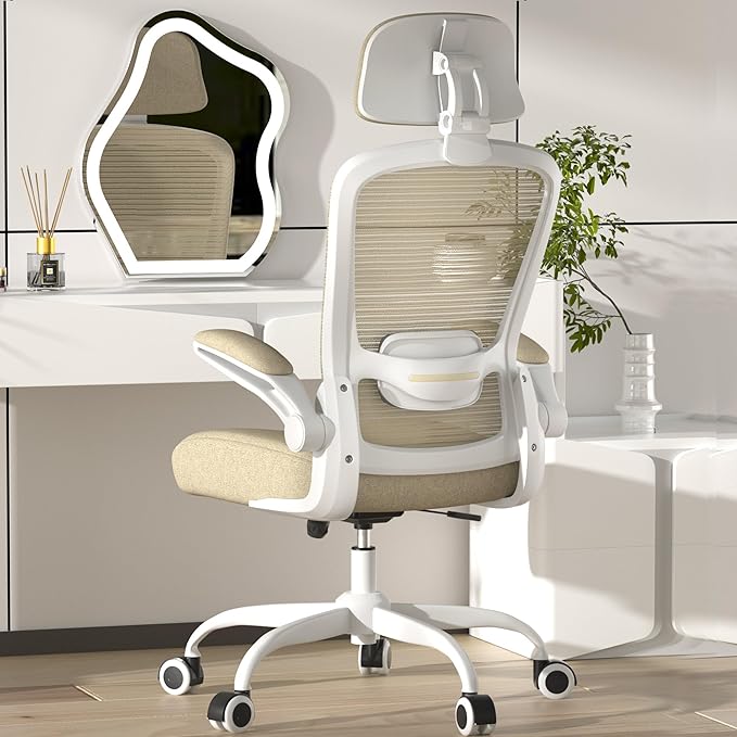 Mimoglad High Back Ergonomic Office Chair – Comfy Modern Desk Chair with Headrest, Lumbar Support & Flip-Up Arms