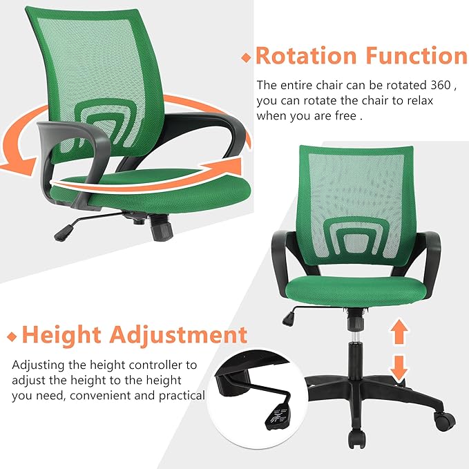 PayLessHere Ergonomic Mesh Home Office Chair – Adjustable Executive Swivel Chair with Lumbar Support & Armrests