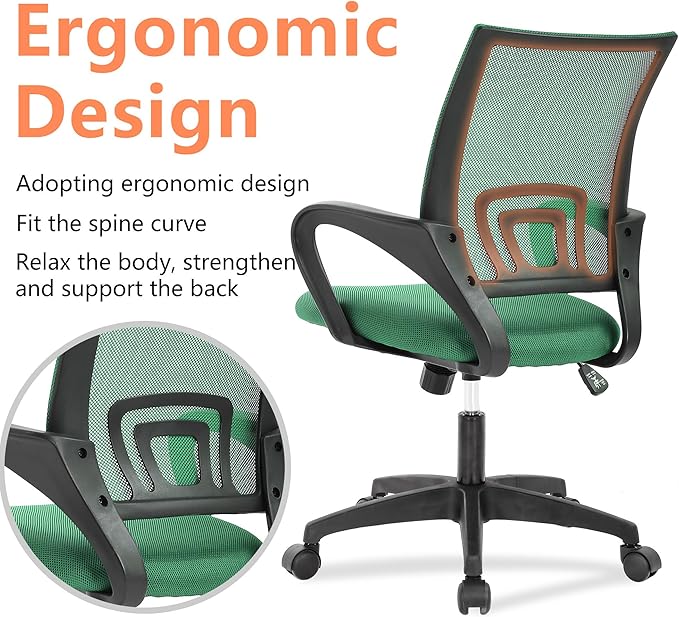PayLessHere Ergonomic Mesh Home Office Chair – Adjustable Executive Swivel Chair with Lumbar Support & Armrests