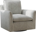 CANMOV Swivel Accent Chair – Modern 360° Comfy Reading Armchair with Thick Lumbar Support for Living Room & Small Spaces (Blue Stripe)