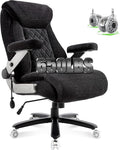 Heavy Duty 650lbs Big & Tall Office Chair with Thick Spring Cushion – 5D Flip-Up Arm Ergonomic Executive Computer & Gaming Chair (Black Cloth)